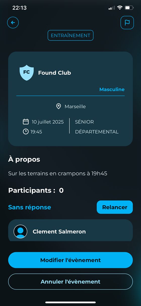 Informations événement FoundClub