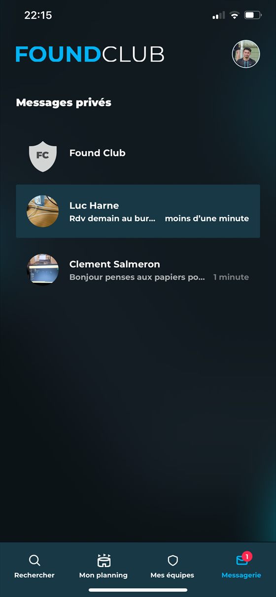 Messagerie dirigeant FoundClub