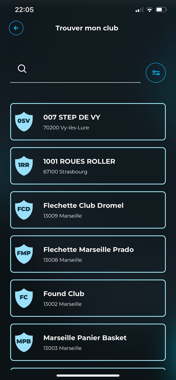 Recherche de club FoundClub