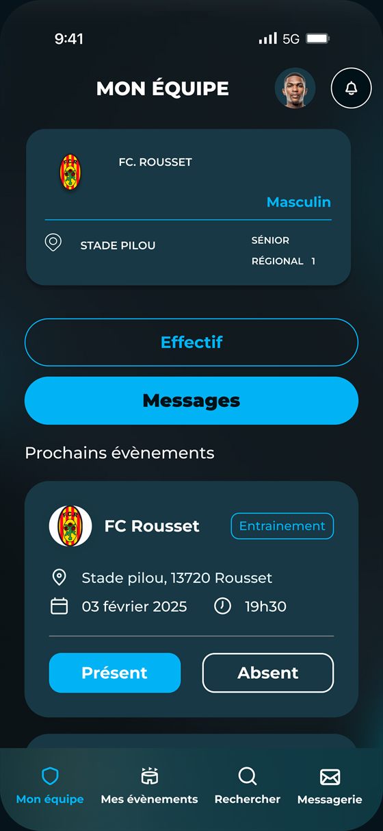 Vue mon équipe coach