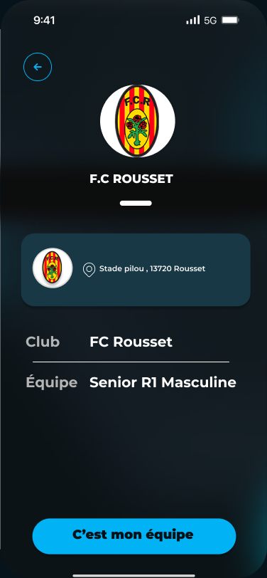Confirmation d'équipe joueur