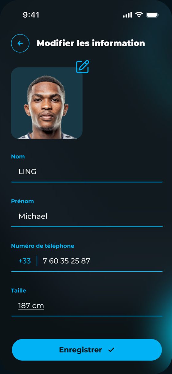 Edition du profil joueur