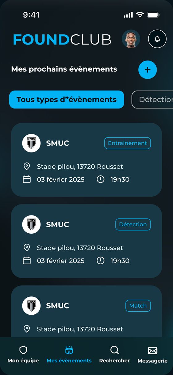 Mes événements joueur