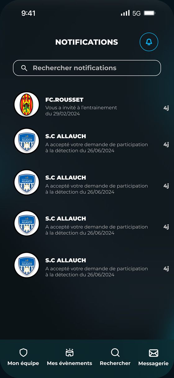 Notifications FoundClub joueur