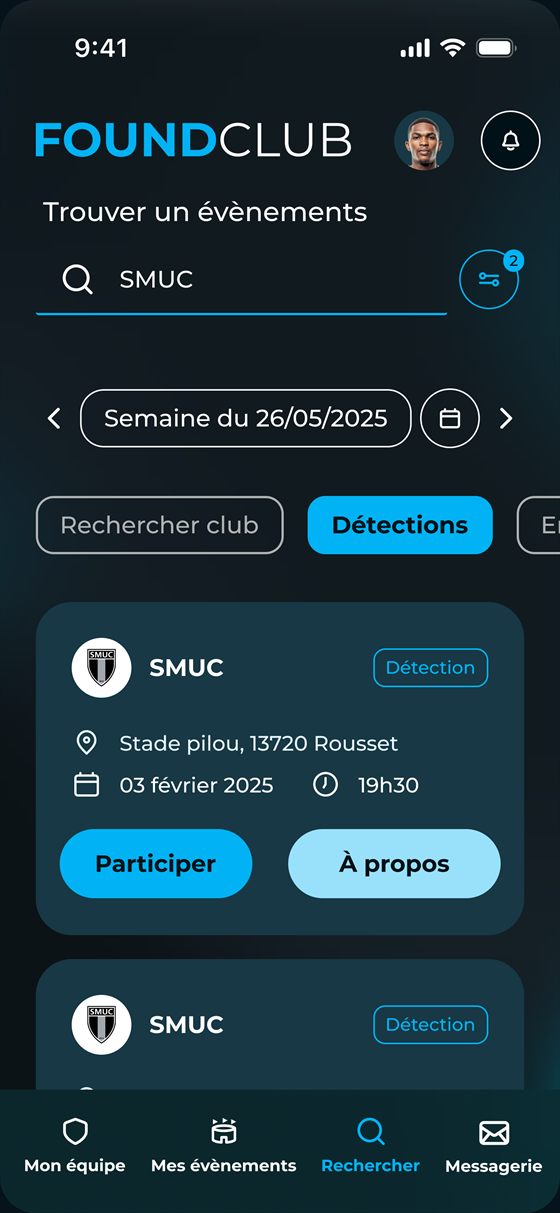 Recherche de détection FoundClub