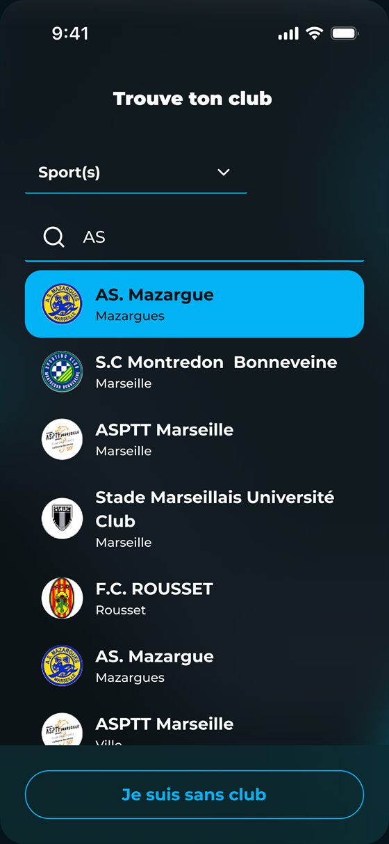 Trouver un club dans FoundClub