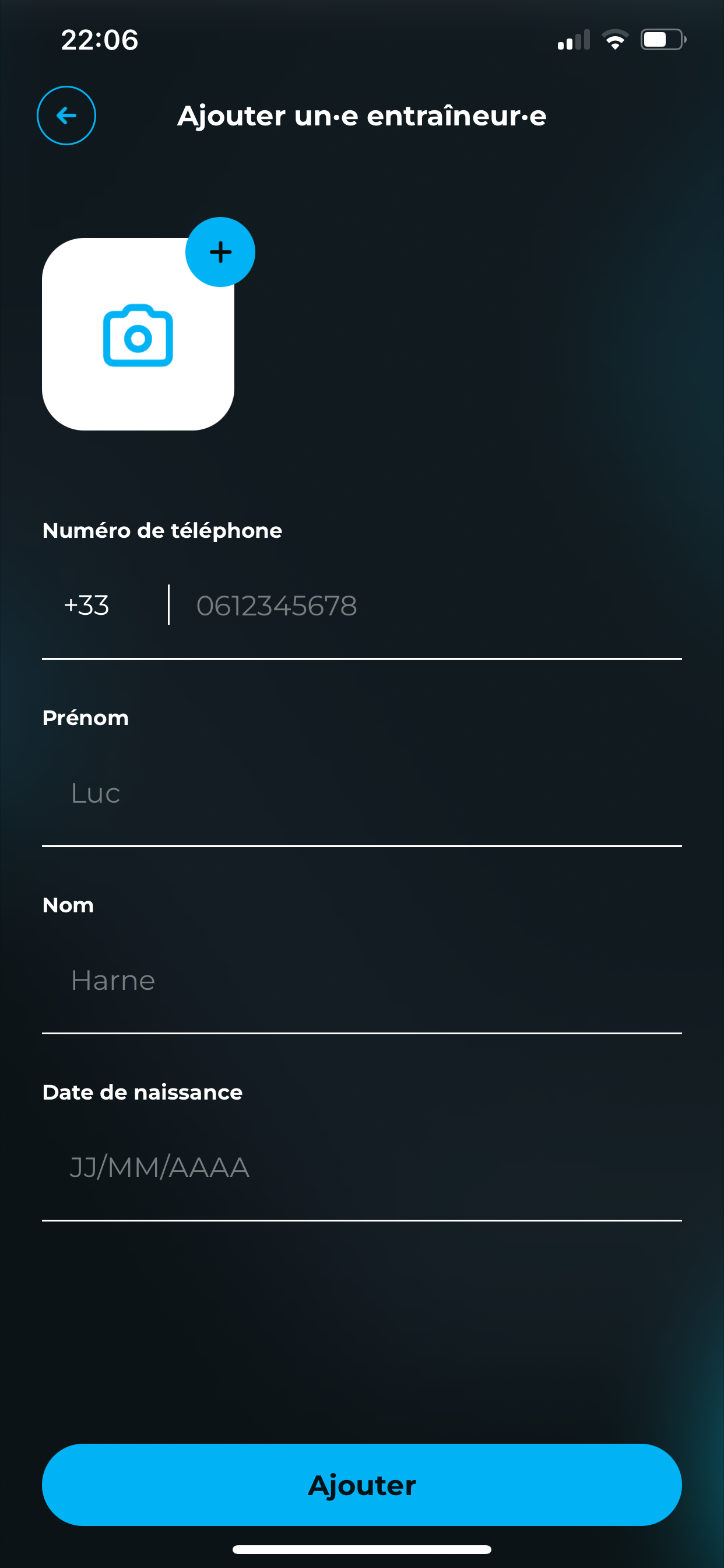 Ajouter un entraîneur