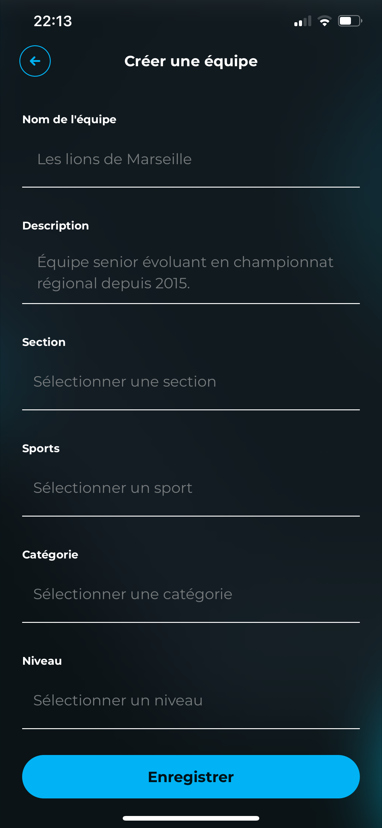 Créer une équipe 1