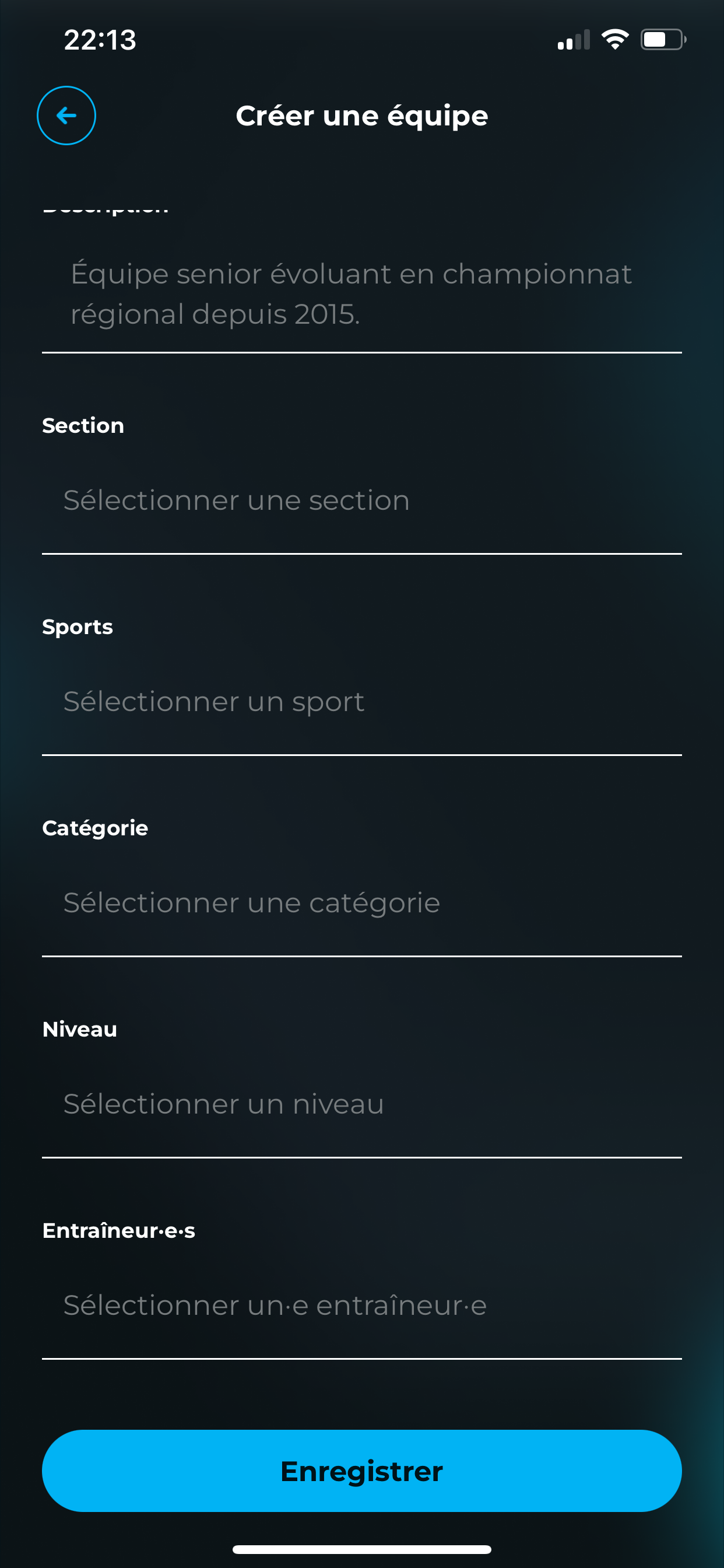Créer une équipe 2