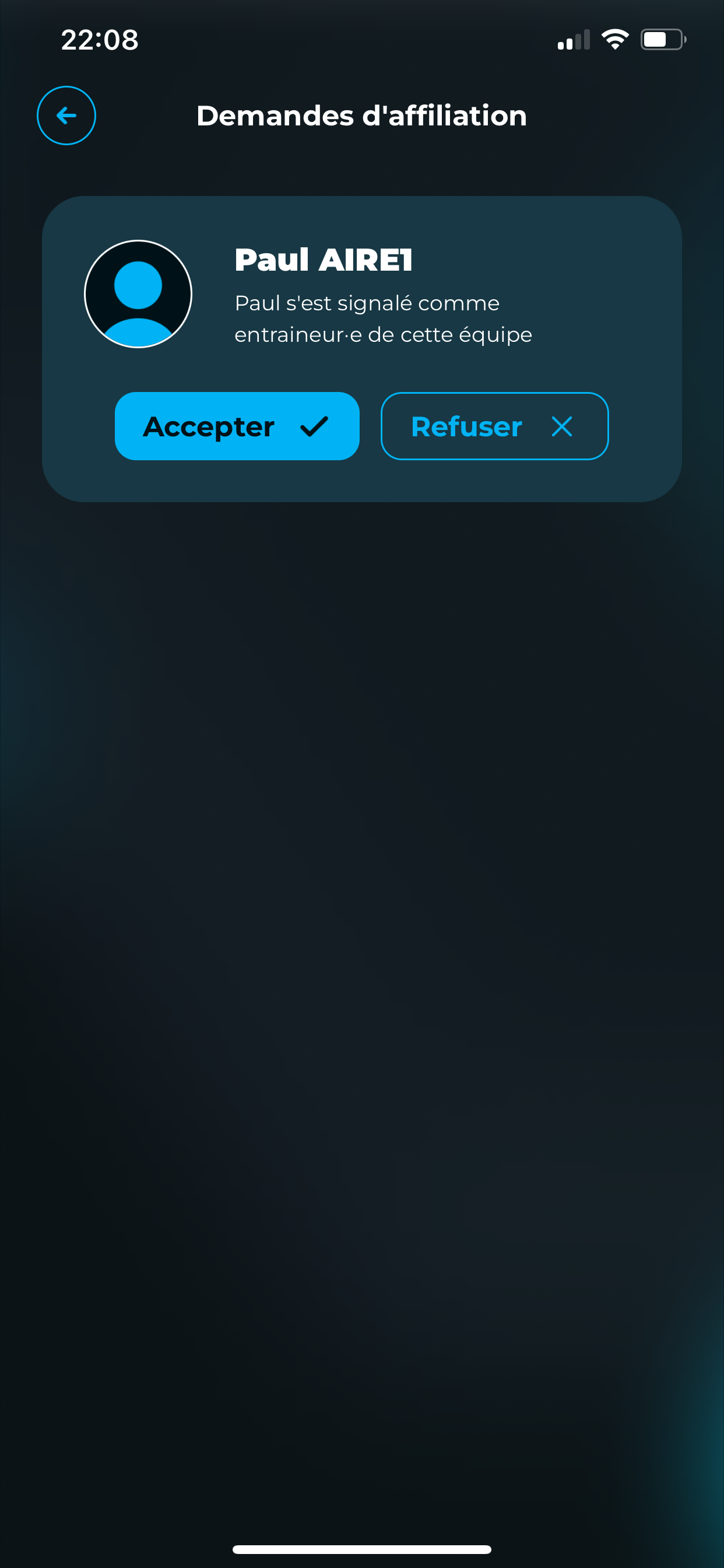 Demandes d'affiliation entraîneurs