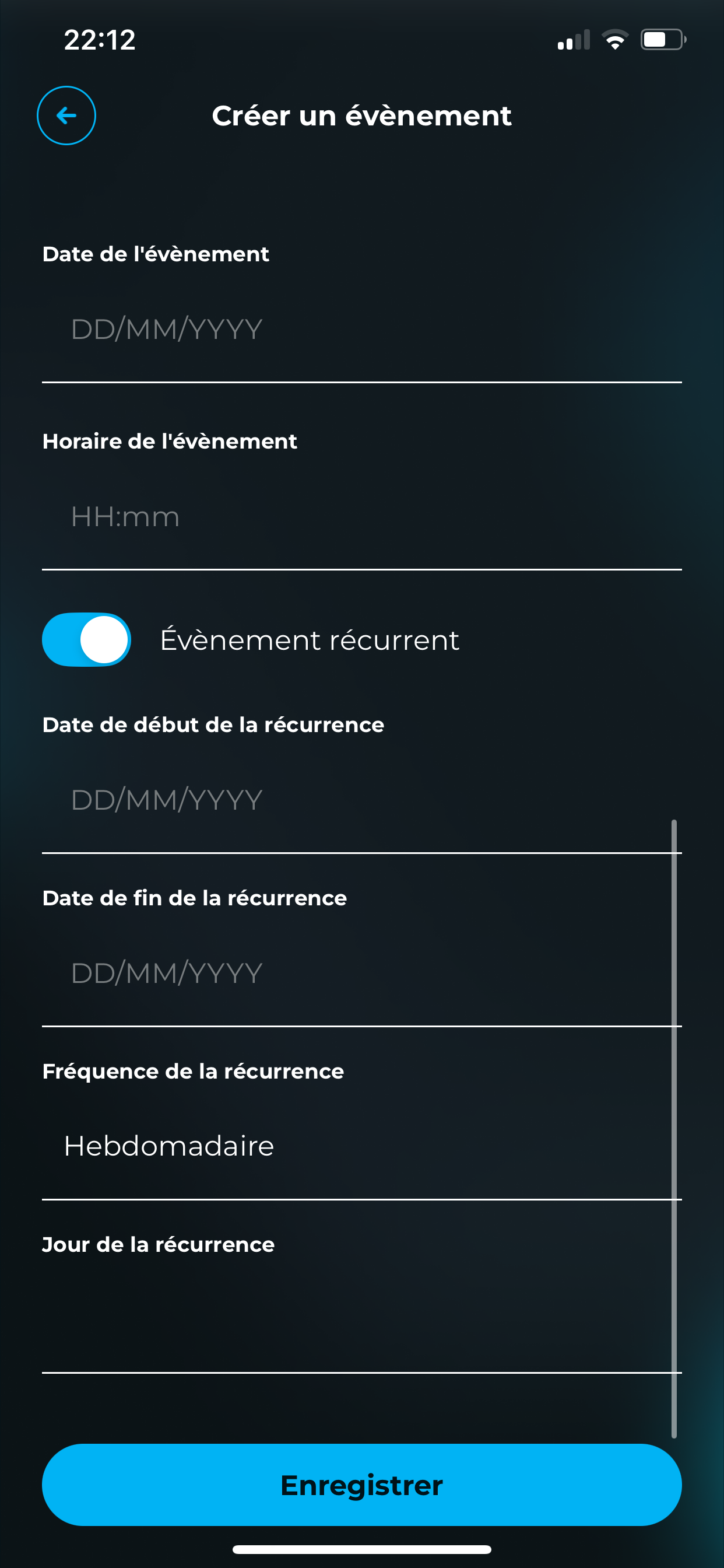 Créer évènement 2