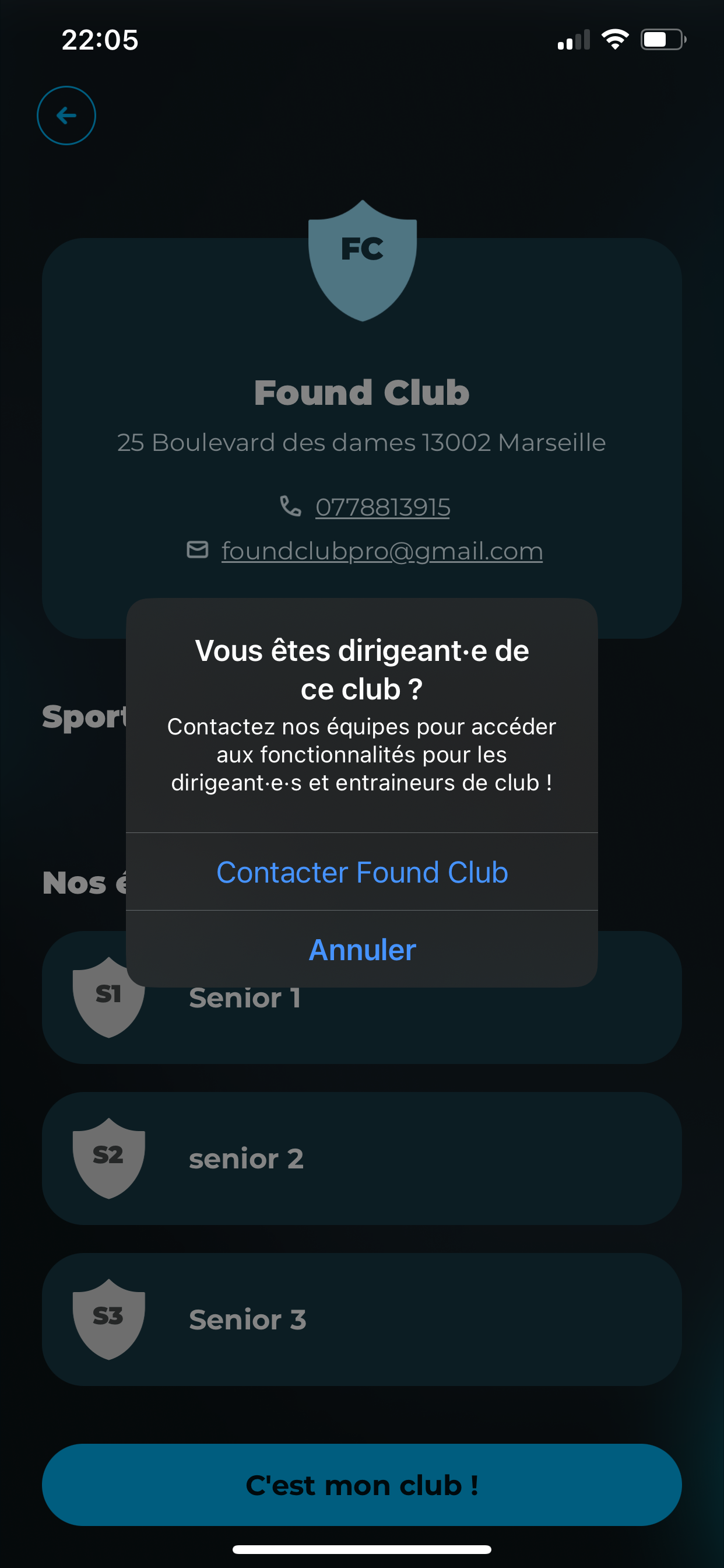 Demande de prise de contact