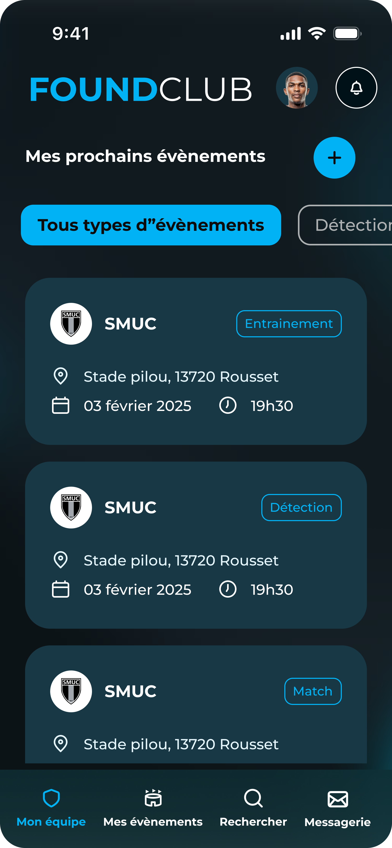 Liste événements
