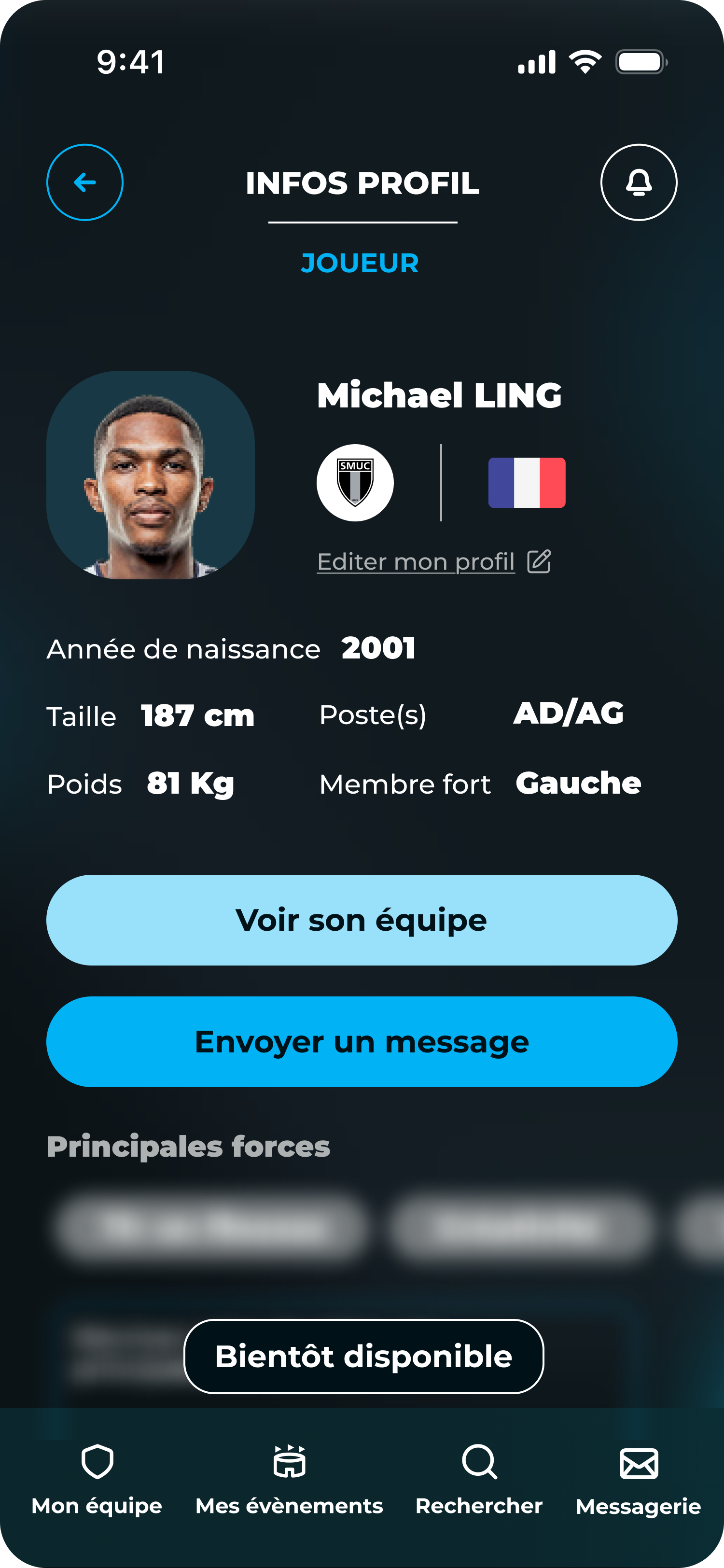 Profil joueur équipe