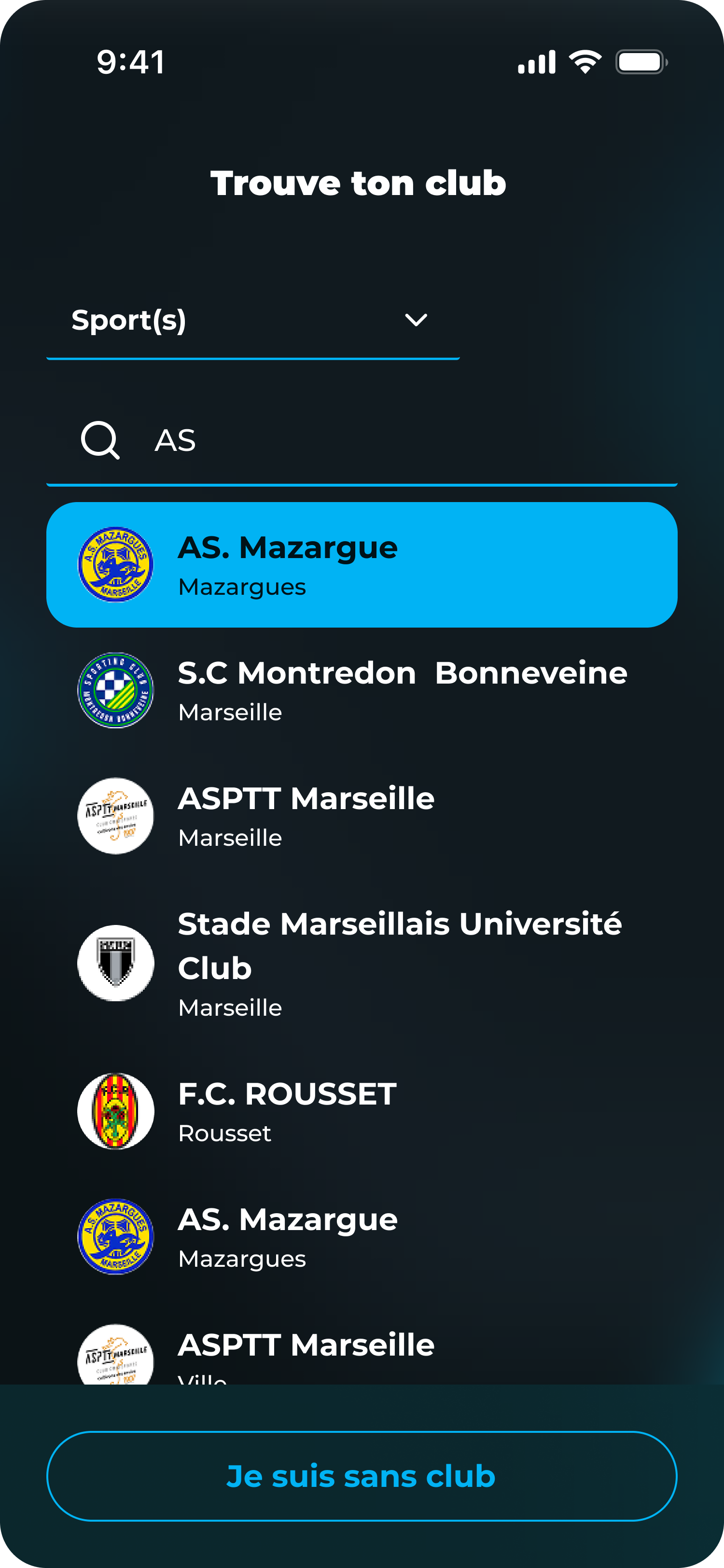 Rechercher un club