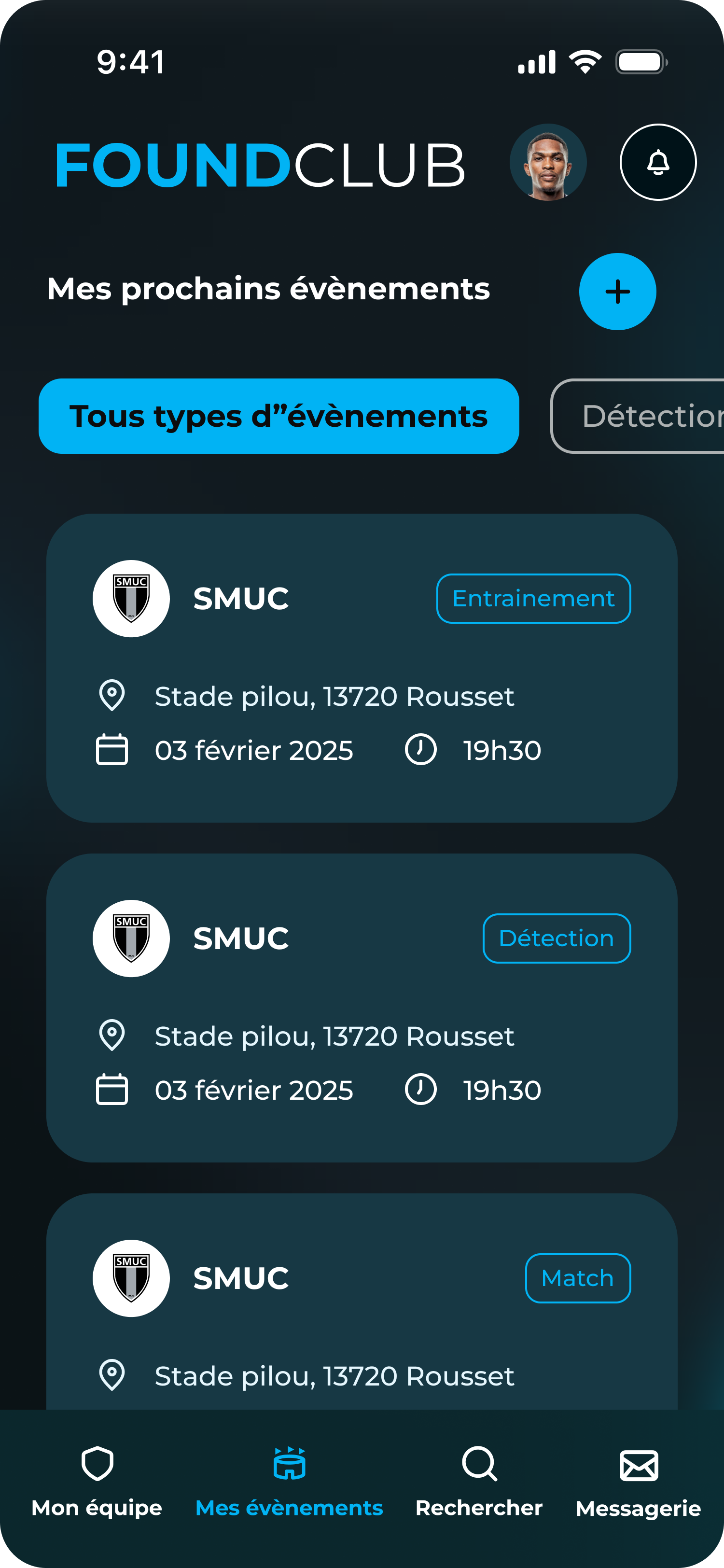 Liste événements