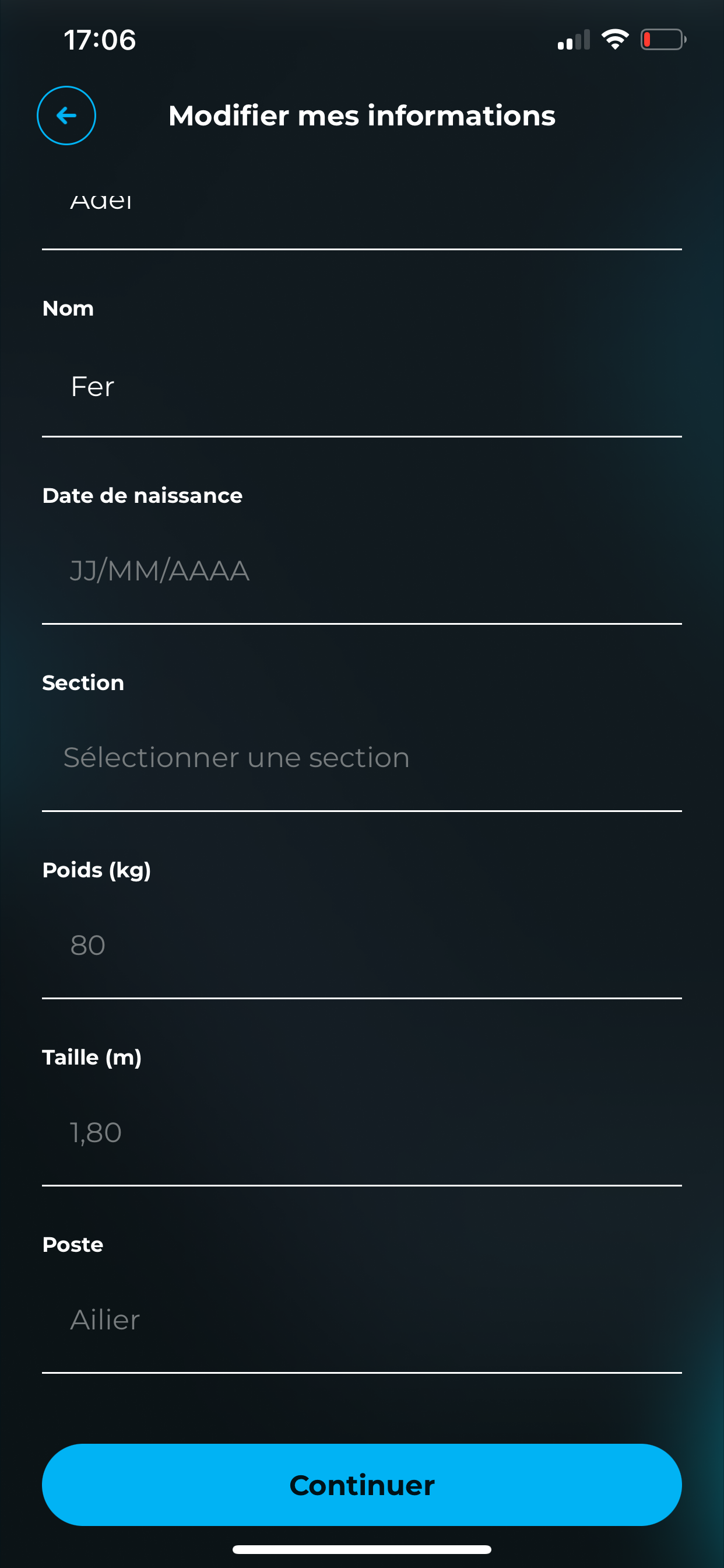 Modifier profil